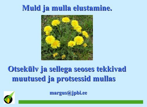 Muld ja mulla elustamine. OtsekÃ¼lv ja sellega seoses tekkivad ...