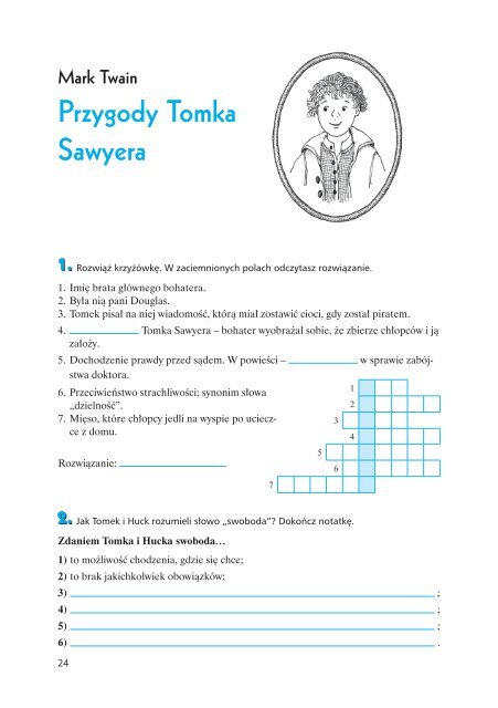 Test Z Lektury Tomek Sawyer Mark Twain Przygody Tomka Sawyera