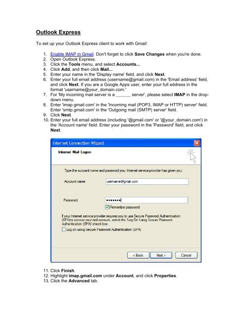 gmail outlook express gmail outlook express