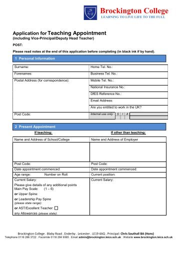 Application for Teaching Appointment - Eteach