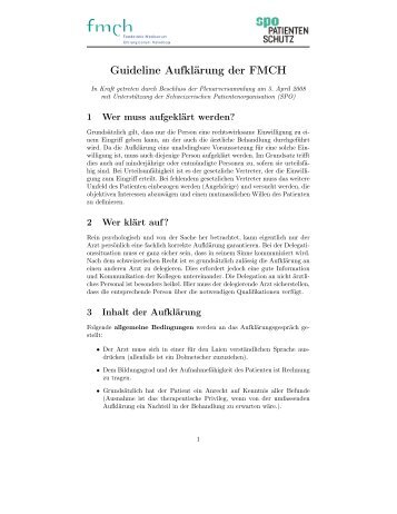 Guideline Aufklärung der FMCH