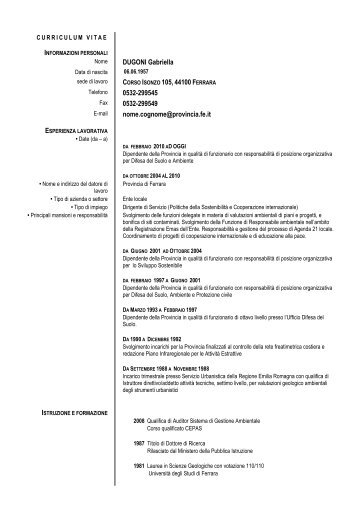 CV_PO_Dugoni.pdf - Provincia di Ferrara