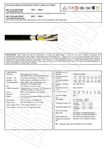 RE-2Y(St)H-PIMF 70 C / 300 V RE-2X(St)H ... - Yeniiletisim.com.tr