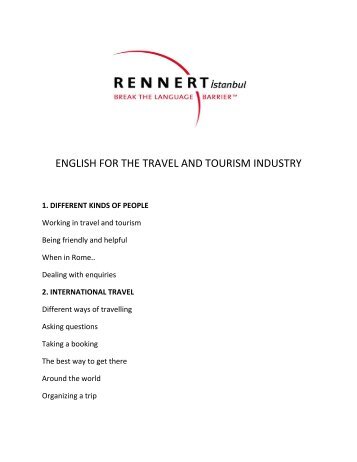 ENGLISH FOR THE TRAVEL AND TOURISM INDUSTRY