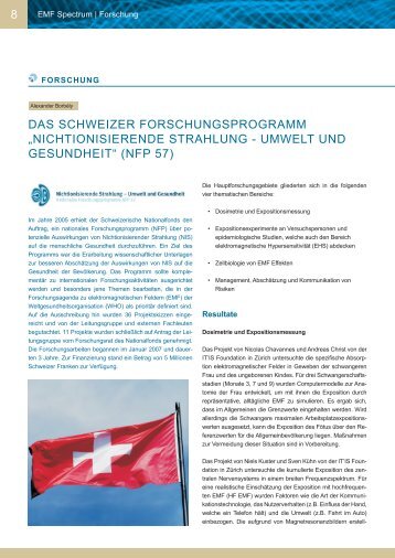 "NIS - Umwelt und Gesundheit" (NFP 57) - WIK EMF und Umwelt