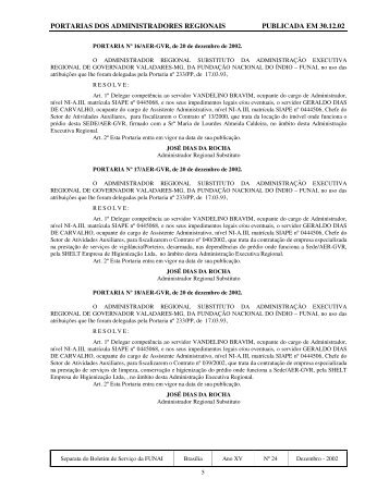 Separata do Boletim de ServiÃƒÂ§o nÃ‚Âº 24 - Funai