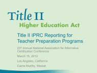 Title II IPRC Reporting for Teacher Preparation Programs - National ...