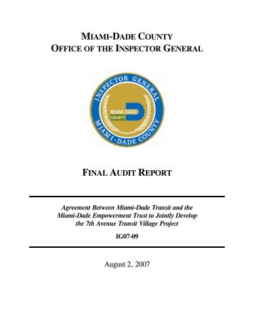 miami-dade county office of the inspector general final audit report