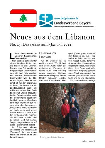 Neues aus dem Libanon - Baptisten Bayern