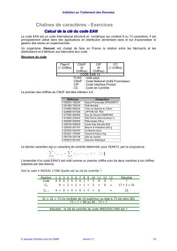 Chaînes de caractères - Exercices