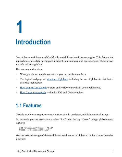 Using Caché Multi-Dimensional Storage - InterSystems ...