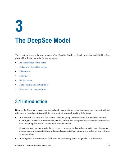 Introduction to InterSystems DeepSee - InterSystems Documentation