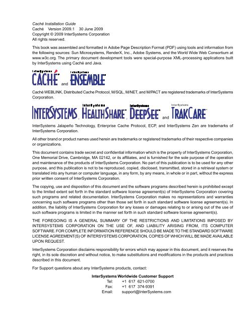 Caché Installation Guide - InterSystems Documentation