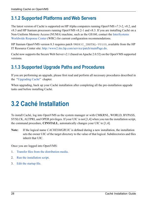 Caché Installation Guide - InterSystems Documentation