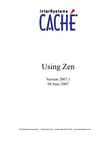 Using Zen - InterSystems Documentation