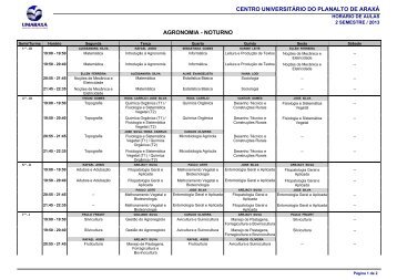 centro universitário do planalto de araxá agronomia - noturno