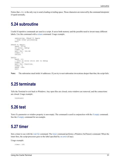 Using the Caché Terminal - InterSystems Documentation