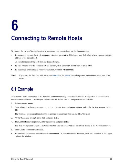 Using the Caché Terminal - InterSystems Documentation