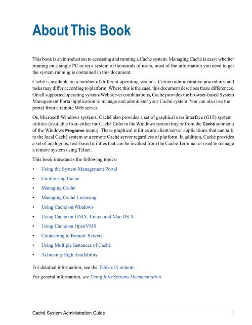 Caché System Administration Guide - InterSystems Documentation