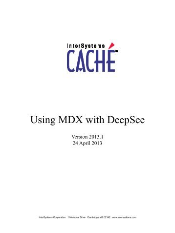 Using MDX with DeepSee - InterSystems Documentation