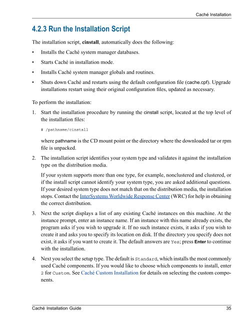 Caché Installation Guide - InterSystems Documentation