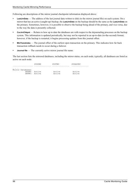 Caché Monitoring Guide - InterSystems Documentation