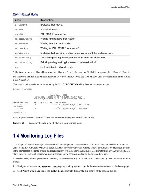 Caché Monitoring Guide - InterSystems Documentation