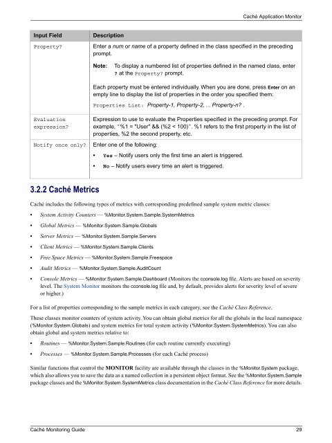 Caché Monitoring Guide - InterSystems Documentation