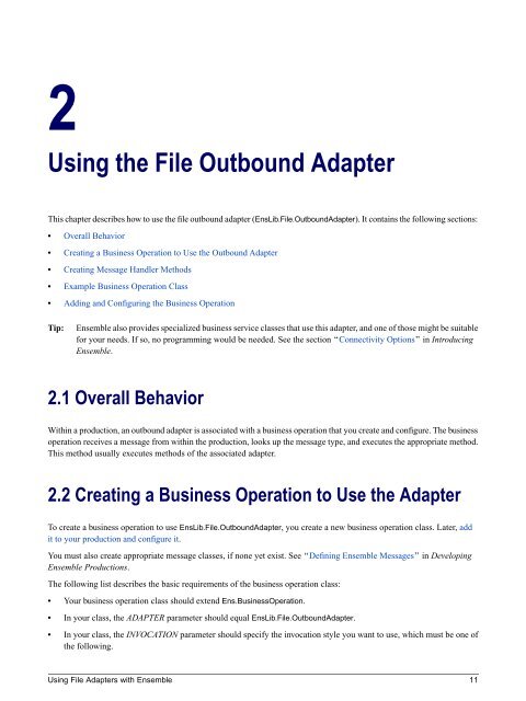 Using File Adapters with Ensemble - InterSystems Documentation