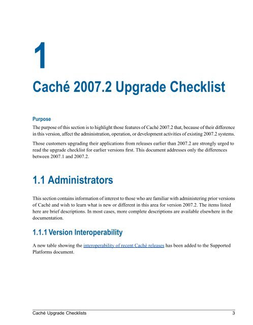 Caché Upgrade Checklists - InterSystems Documentation