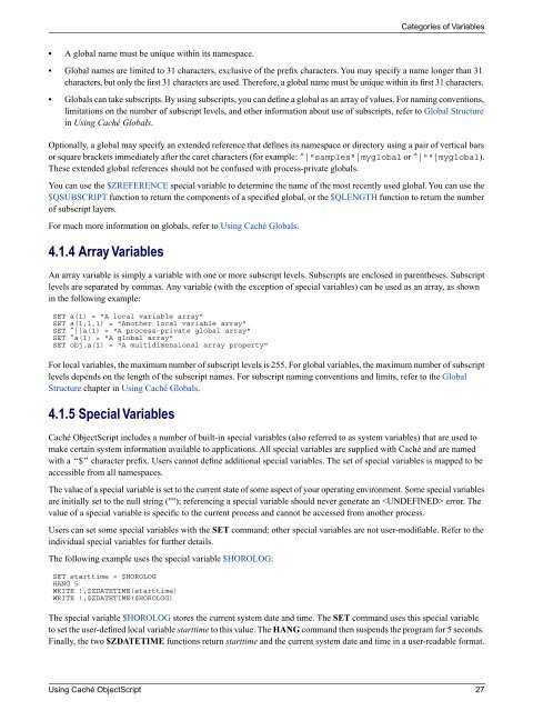 Using Caché ObjectScript - InterSystems Documentation