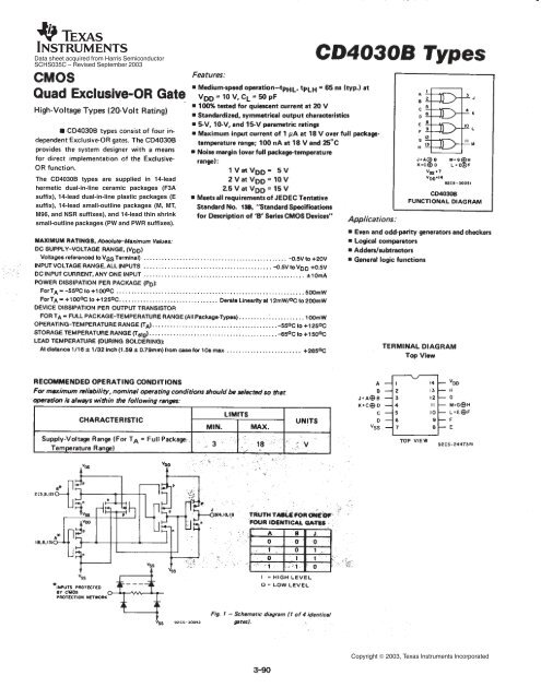 CD4030B TYPES (Rev. C) - Texas Instruments