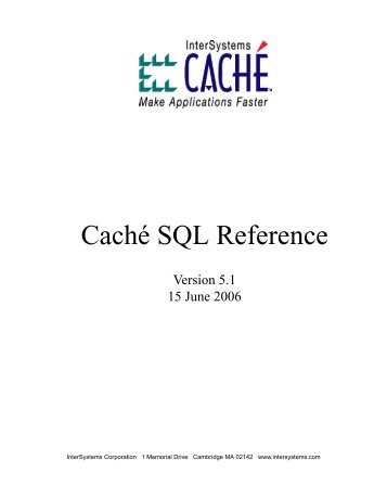 Caché SQL Reference - InterSystems Documentation