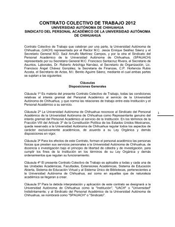 Contrato Colectivo de Trabajo SPAUACH 2012 - Transparencia
