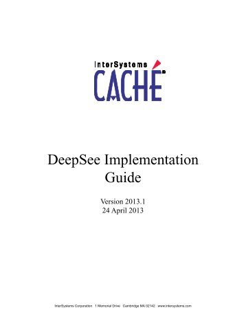 DeepSee Implementation Guide - InterSystems Documentation