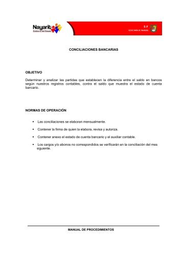 conciliaciones bancarias objetivo - SecretarÃ­a de AdministraciÃ³n y ...