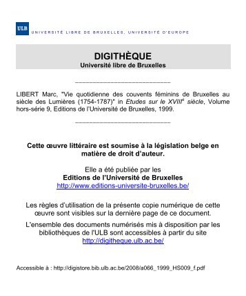 DIGITHÈQUE - Université Libre de Bruxelles