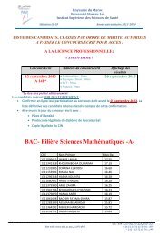 BAC- FiliÃ¨re Sciences MathÃ©matiques -A- - UniversitÃ© Hassan 1er