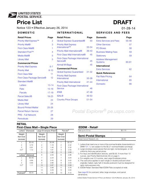 First Class Mail And Eddm Retail Chart