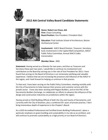 2012 AIA Central Valley Board Candidate Statements