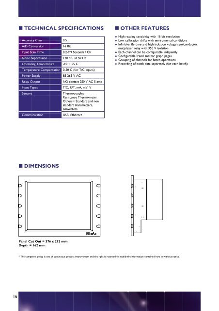 E-PR-150 Series Paperless Recorder & Data Logger - Elimko