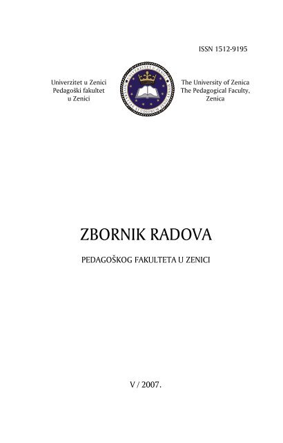 Zbornik radova V , 2007. - filozofski fakultet u zenici - Univerzitet u ...