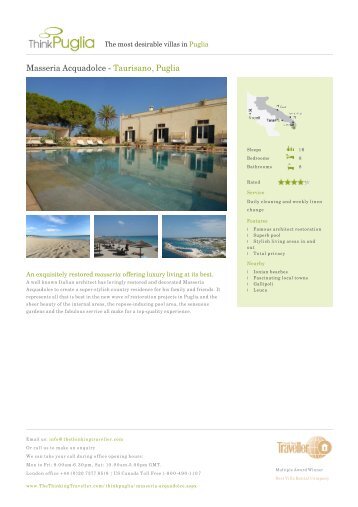 Masseria Acquadolce - Taurisano, Puglia - Think Sicily