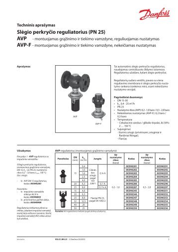 Slėgio perkryčio reguliatorius (PN 25) - Danfoss