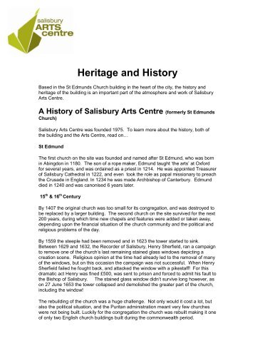 Heritage and History - Salisbury Arts Centre
