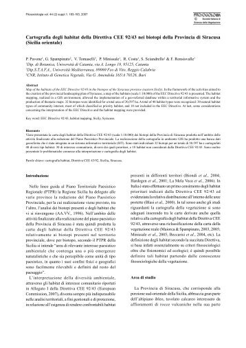 Carta degli habitat - SocietÃ  italiana di Scienza della Vegetazione