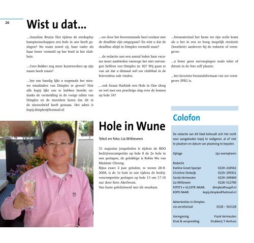 nummer 83 oktober 2010 Clubblad van de Westfriese Golfclub