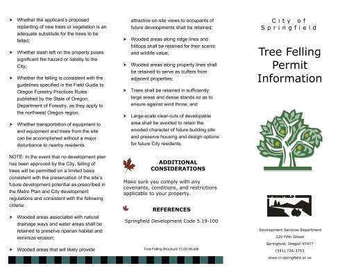 Tree Felling Permit Information - City of Springfield