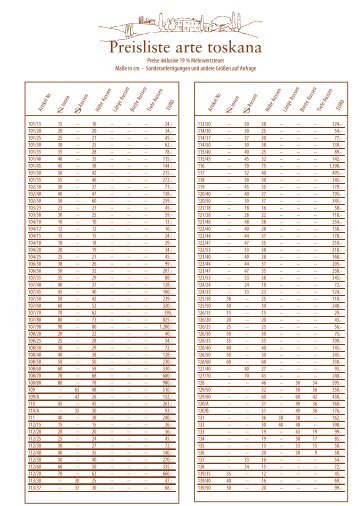 Preisliste EURO 2008 Kopie - Arte Toskana