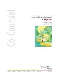 McCarthy TÃ©trault Co-Counsel: Litigation